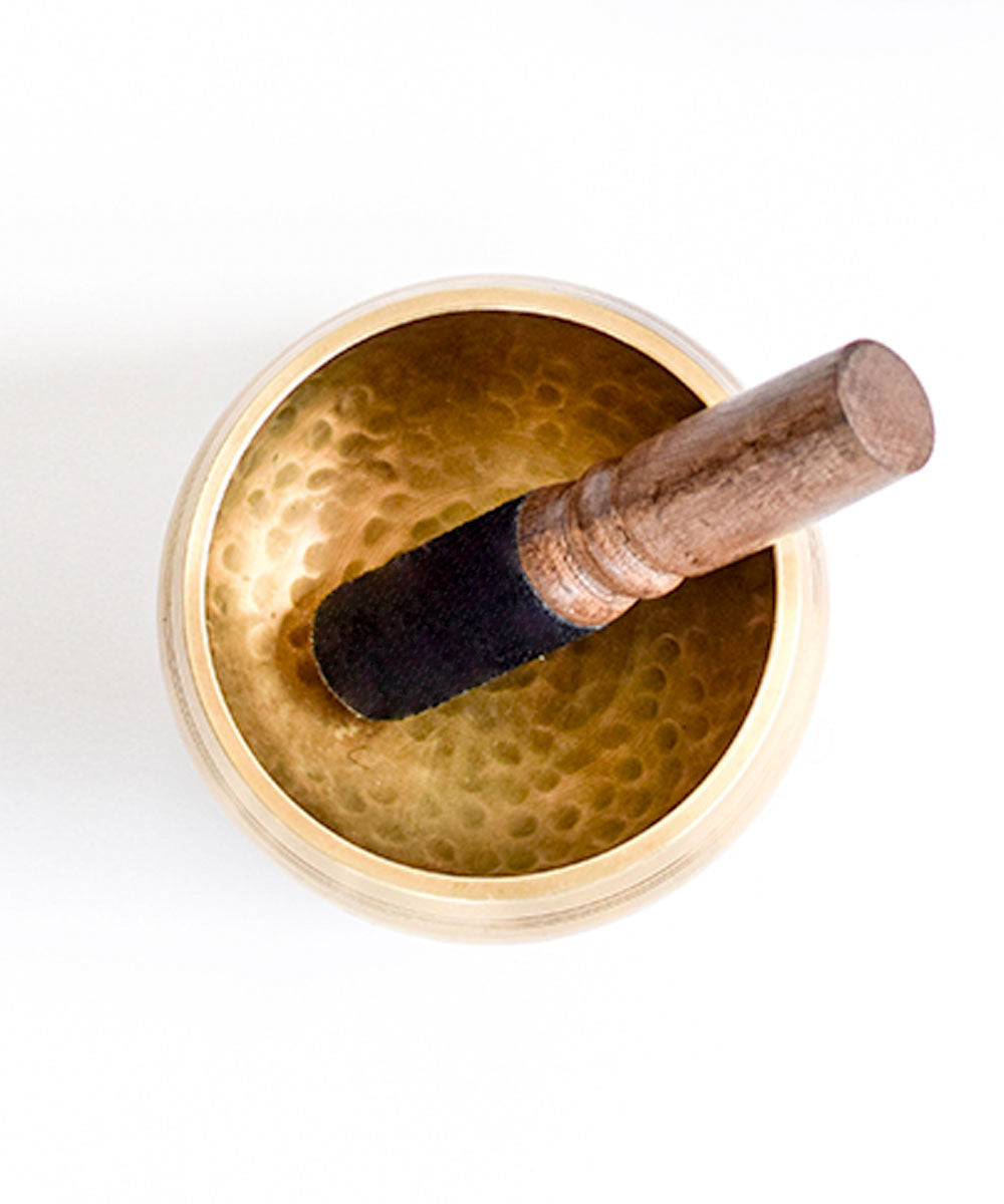 Halfmoon Hand‐Hammered Brass Singing Bowl 4" Set