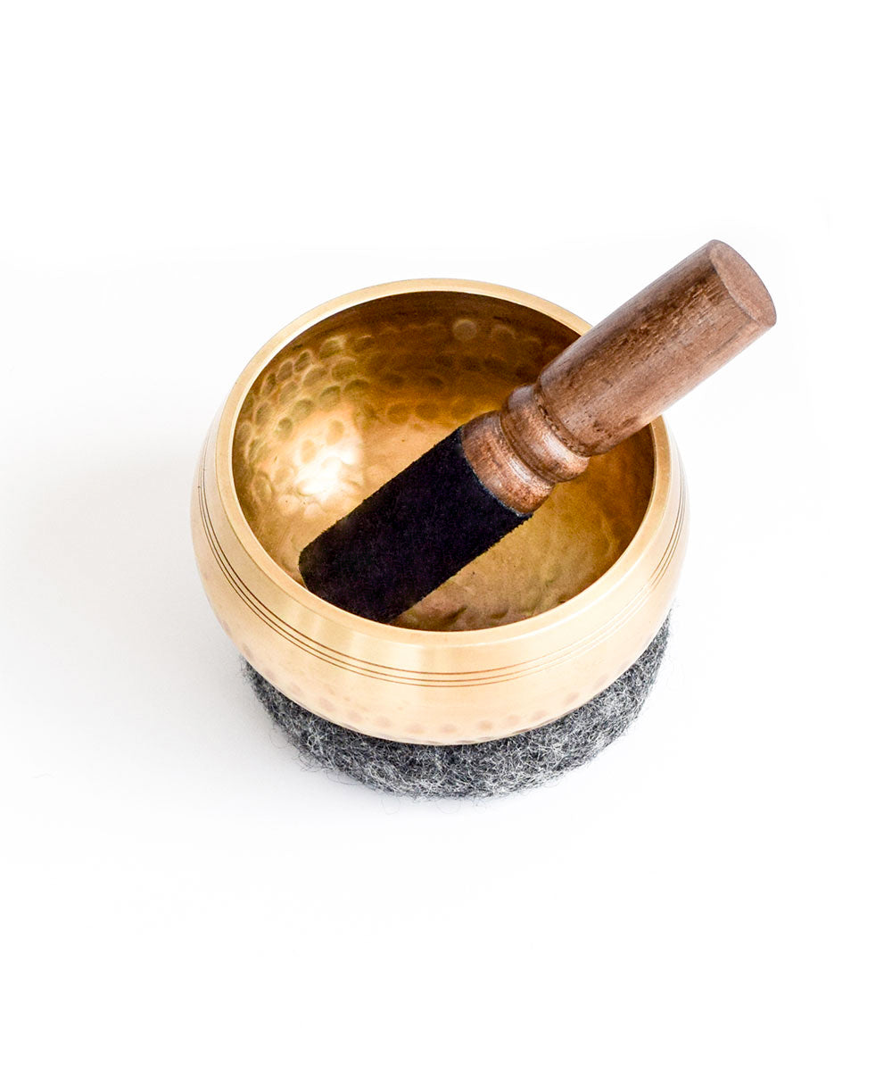 Halfmoon Hand‐Hammered Brass Singing Bowl 4" Set