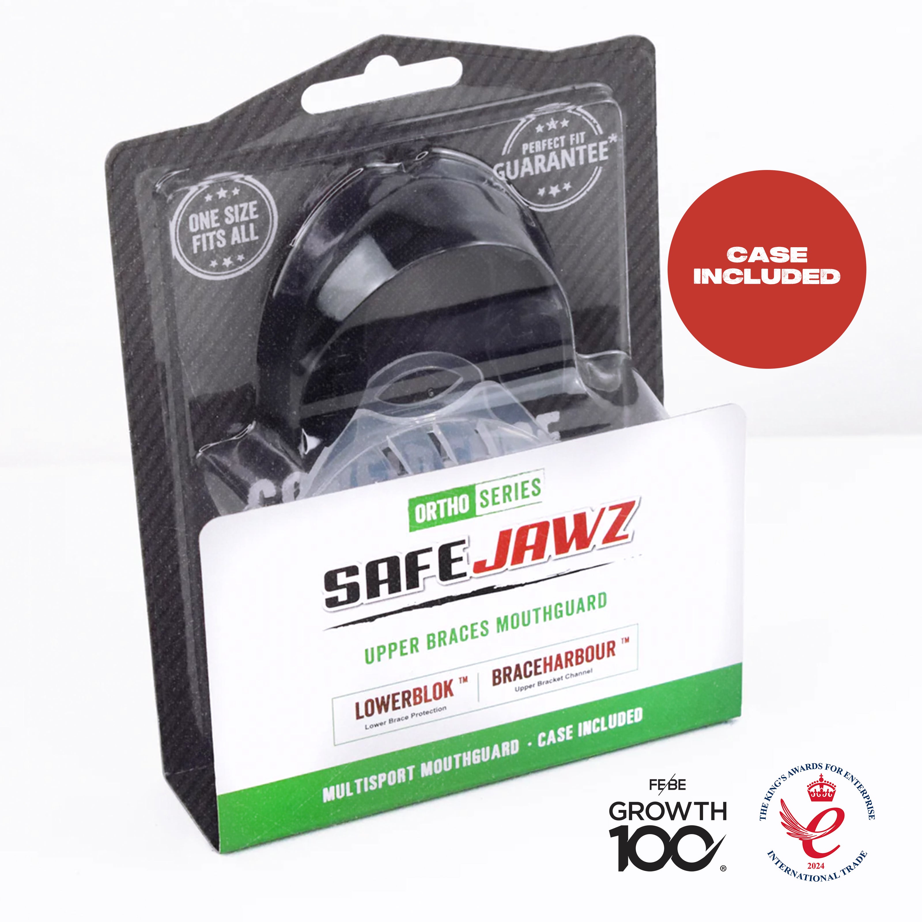 SAFEJAWZ Ortho Series Self- Fit Mouthguard for Braces - Black O/S