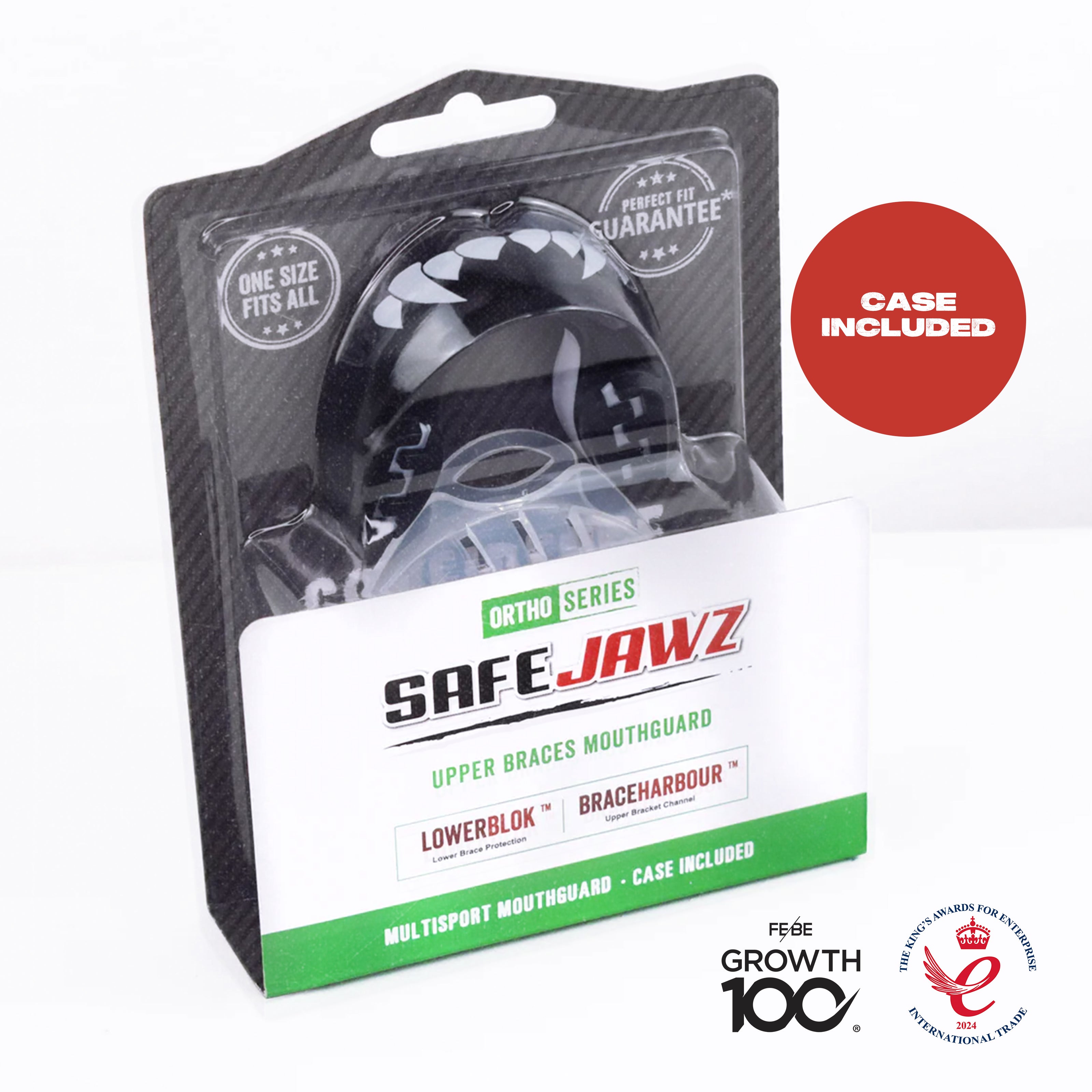 SAFEJAWZ Ortho Series Self- Fit 'Fangz' Mouthguard for Braces. O/S