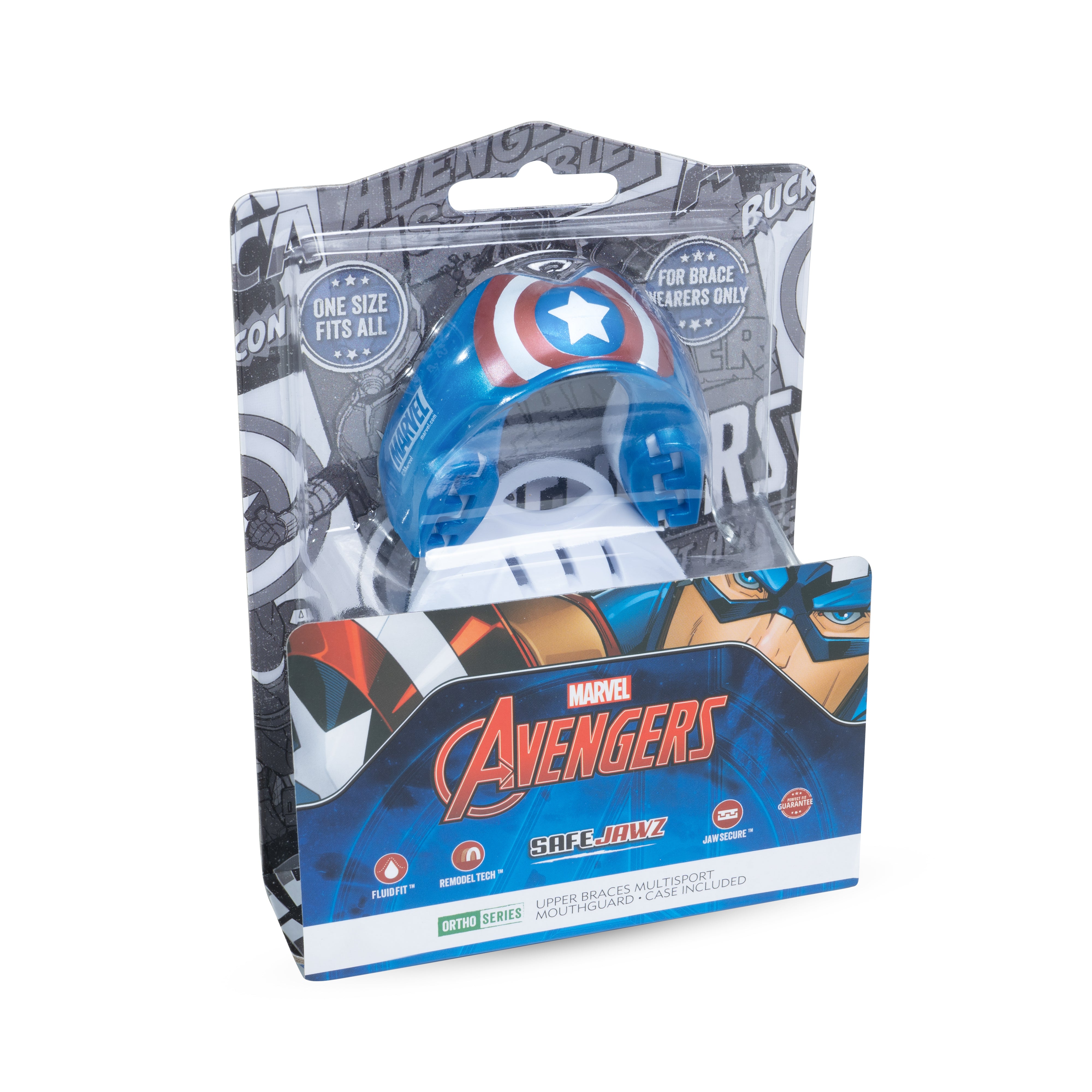 SafeJawz Marvel Ortho Captain America Mouthguard O/S