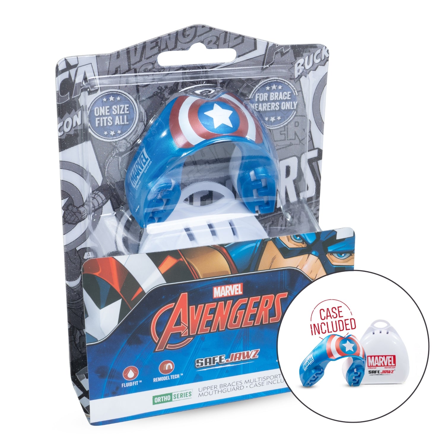 SafeJawz Marvel Ortho Captain America Mouthguard O/S