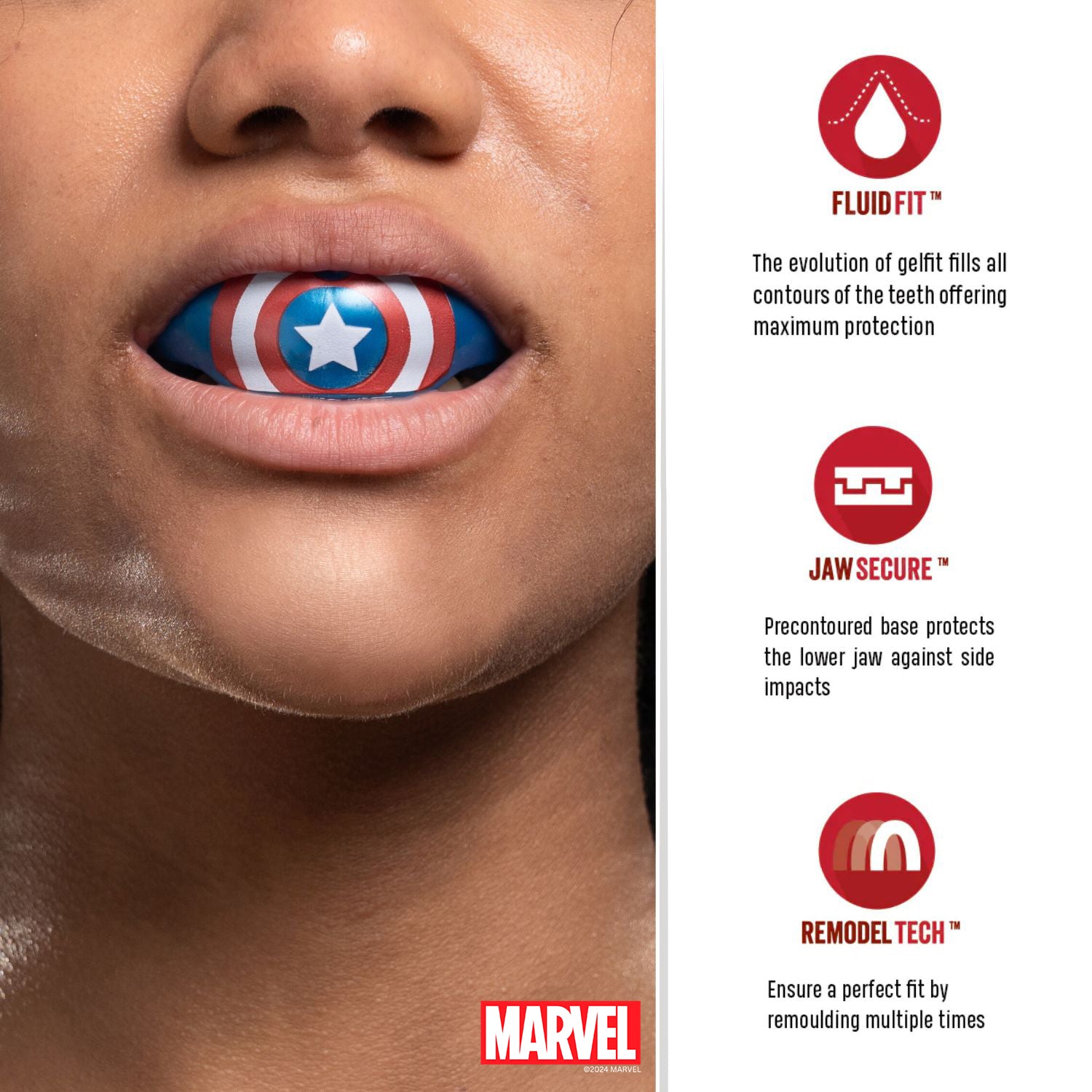 SafeJawz Marvel Ortho Captain America Mouthguard O/S