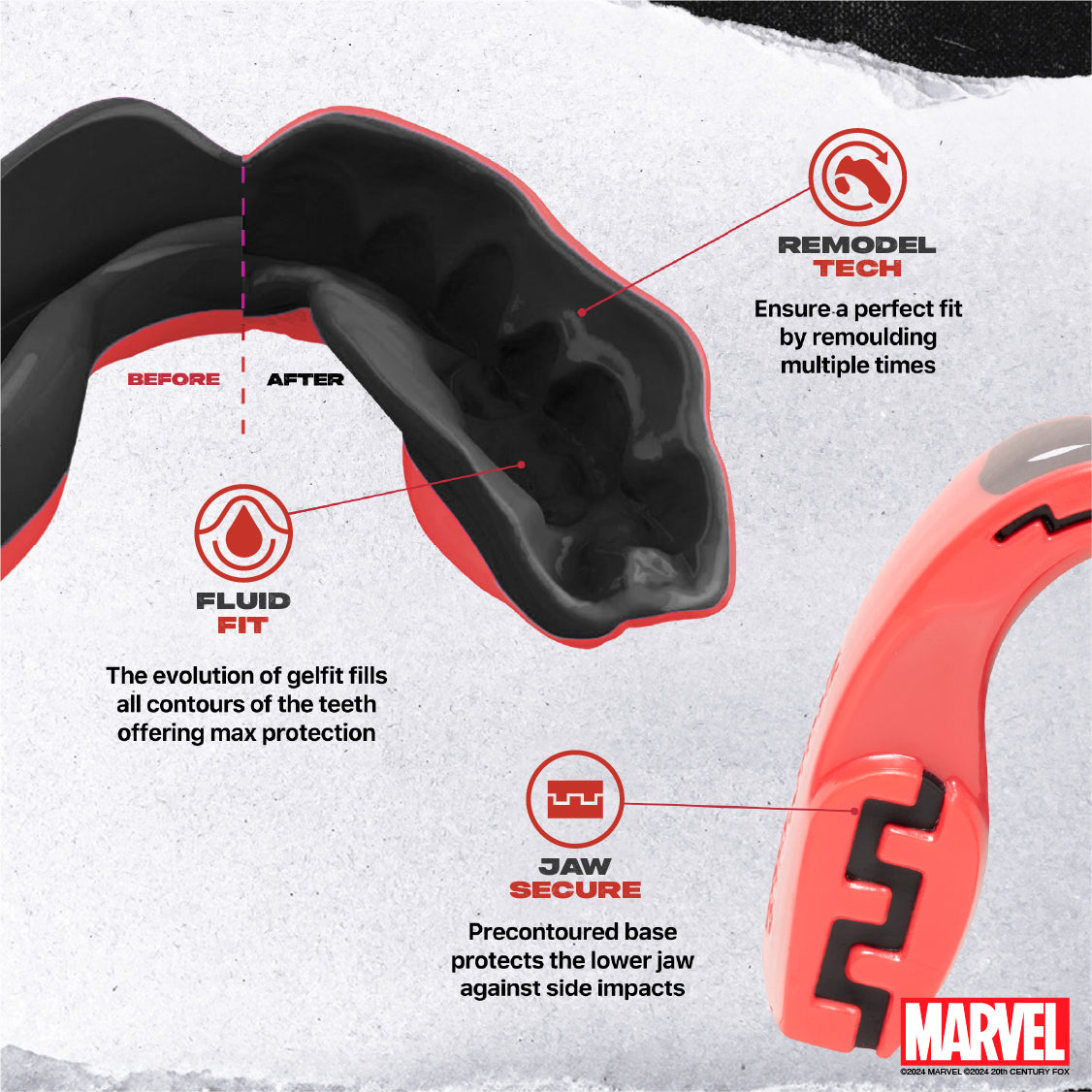 SafeJawz Marvel Deadpool Mouthguard Adults (12+)