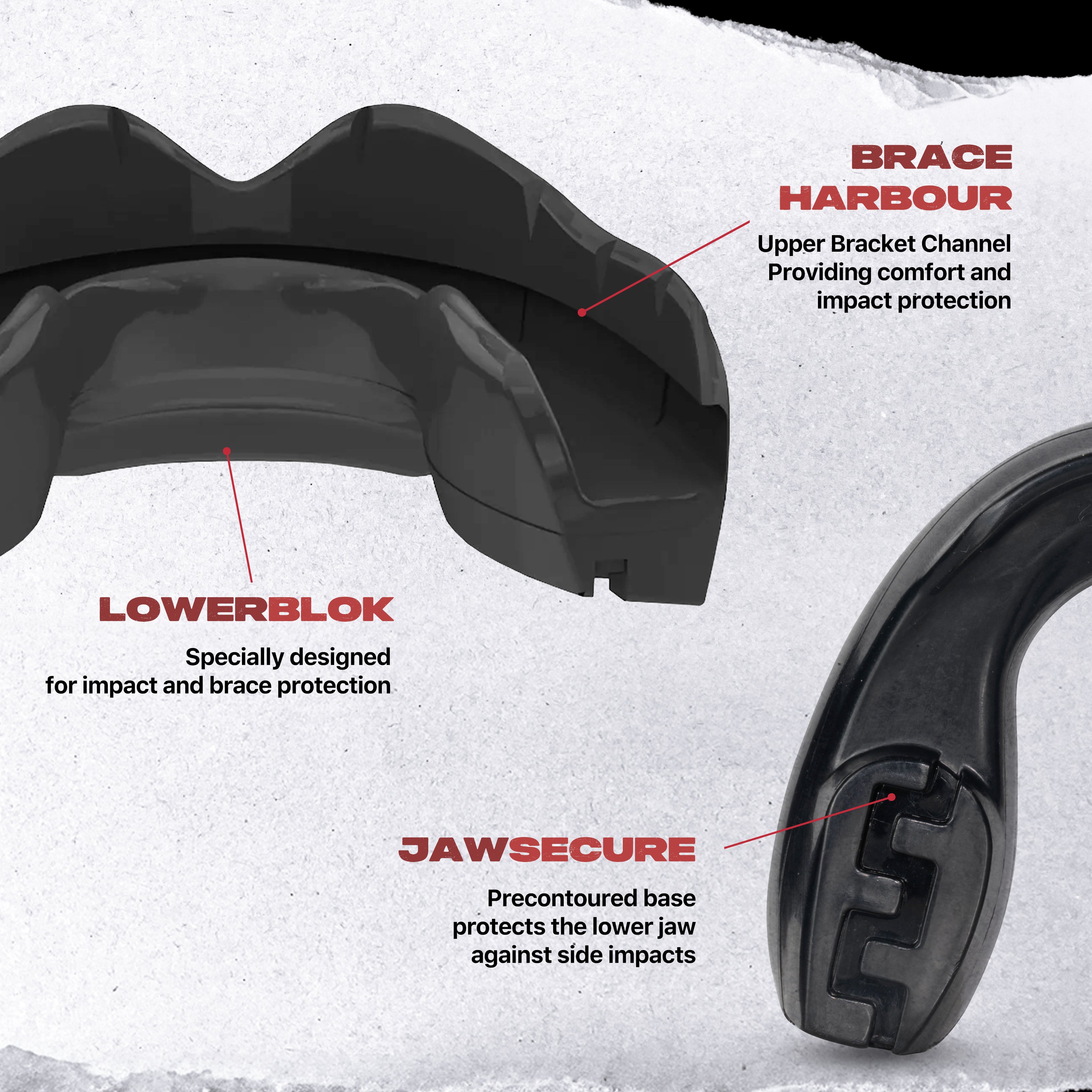 SAFEJAWZ Ortho Series Self- Fit Mouthguard for Braces - Black O/S