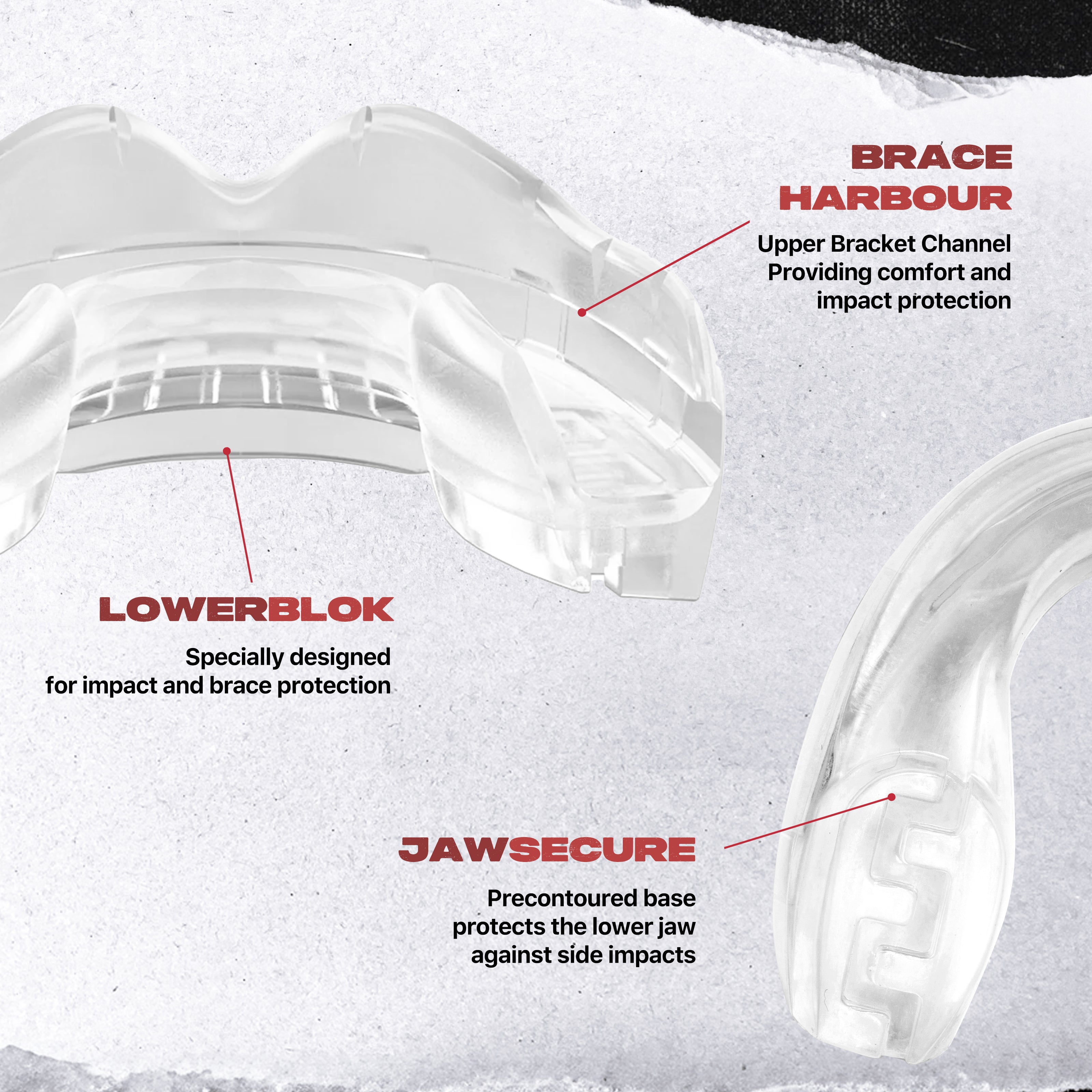 SAFEJAWZ Ortho Series Self- Fit Mouthguard for Braces - Clear O/S