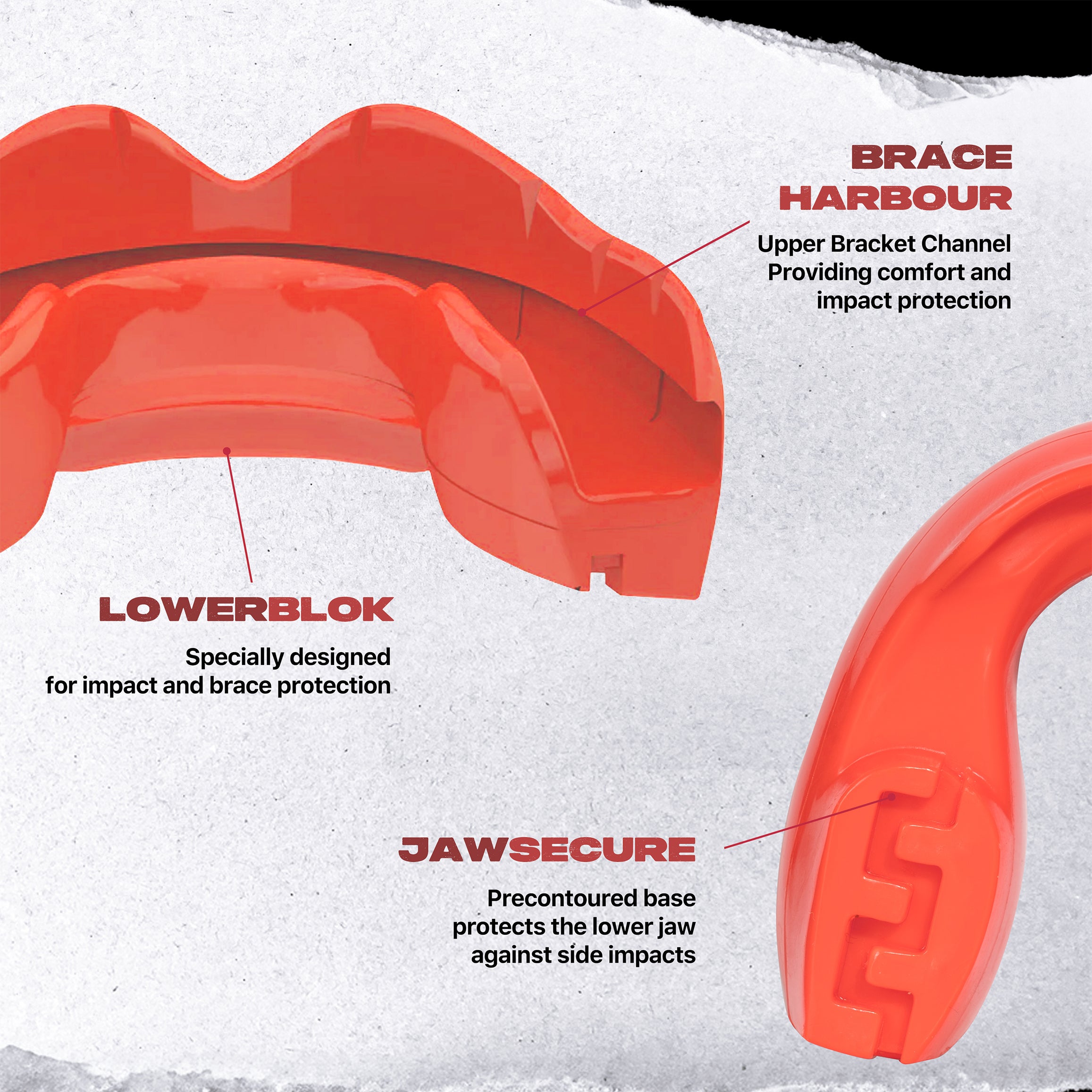 SAFEJAWZ Ortho Series Self-Fit Mouthguard for Braces - Red O/S