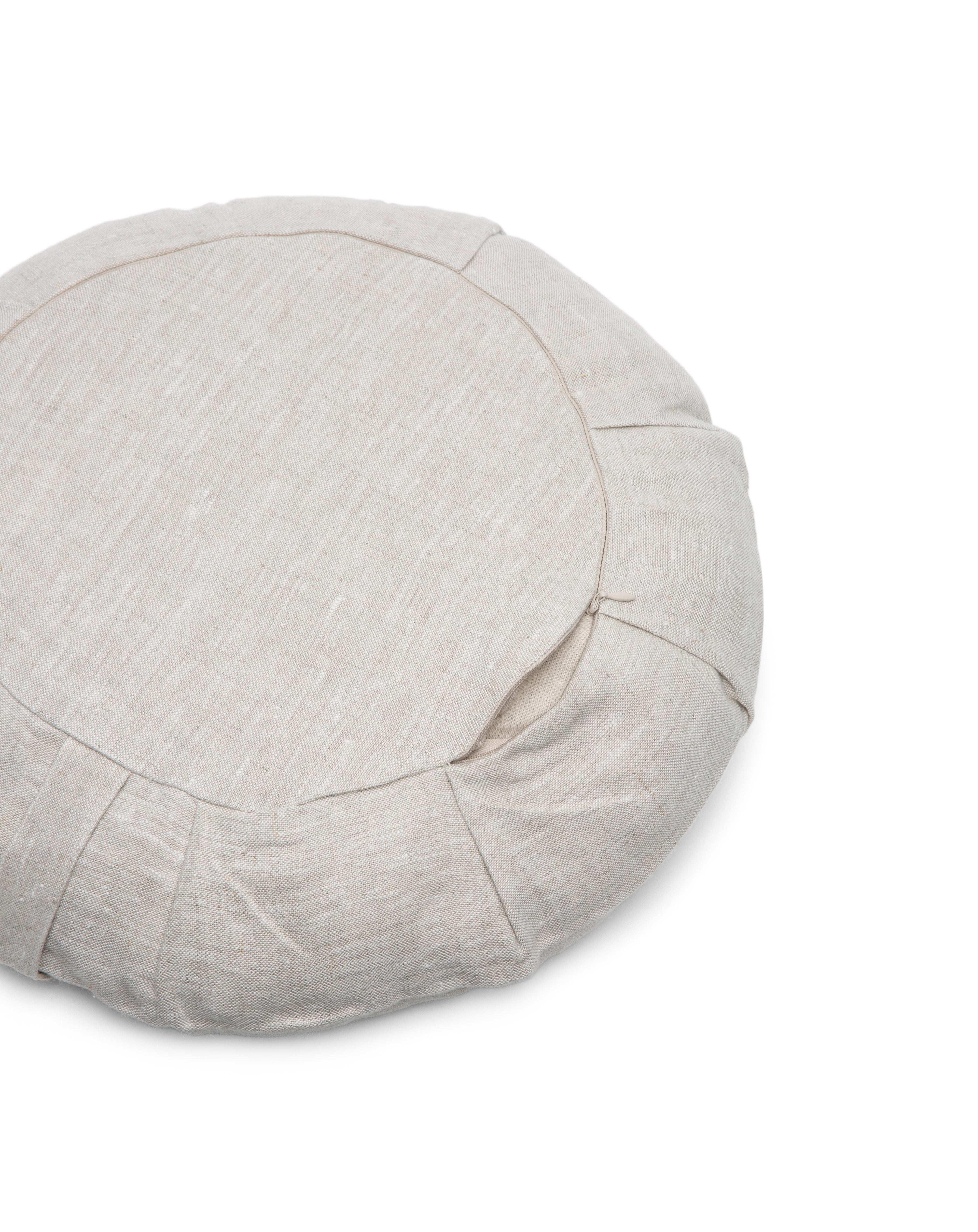 b, halfmoon linen round meditation cushion