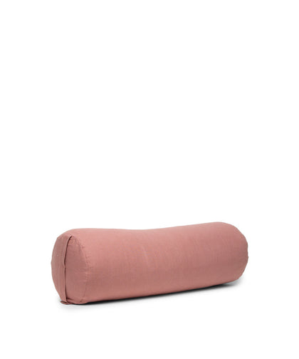 b, halfmoon linen cylindrical bolster