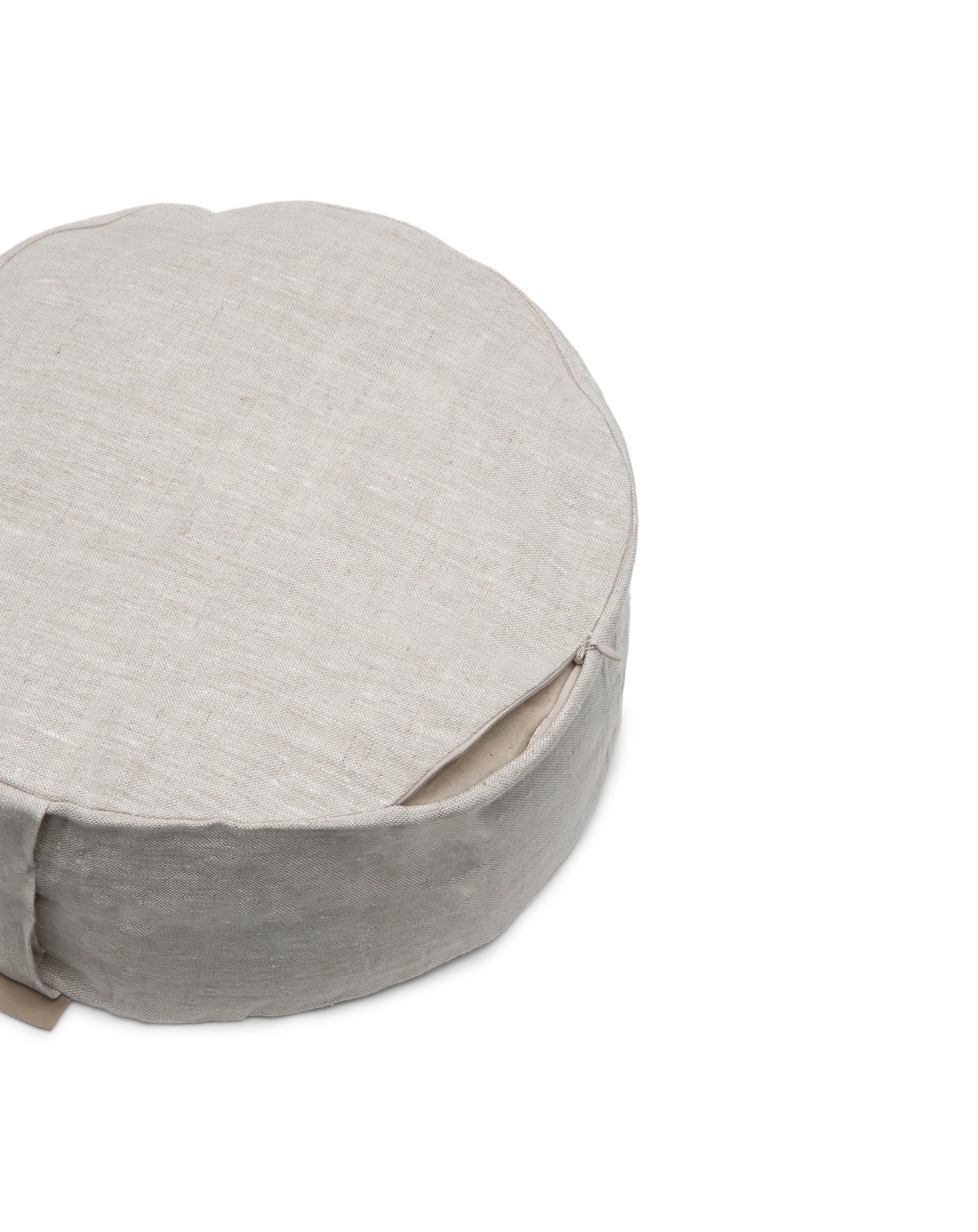 b, halfmoon linen mod meditation cushion